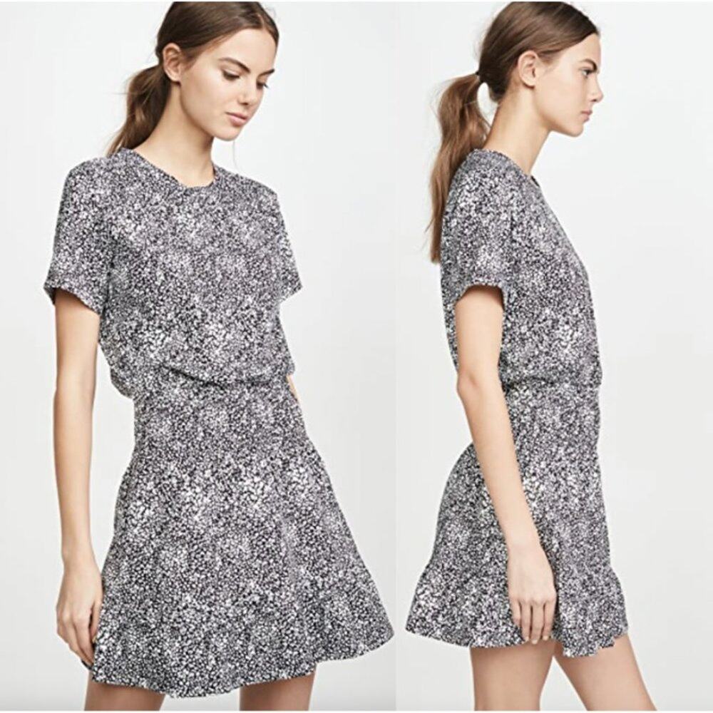 Parker Burke Printed Short-Sleeve Tee Dress in Midnight Jasmine